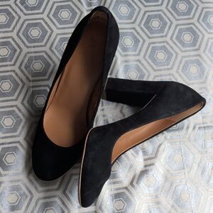 J. Crew Black Suede Block Heel Pumps